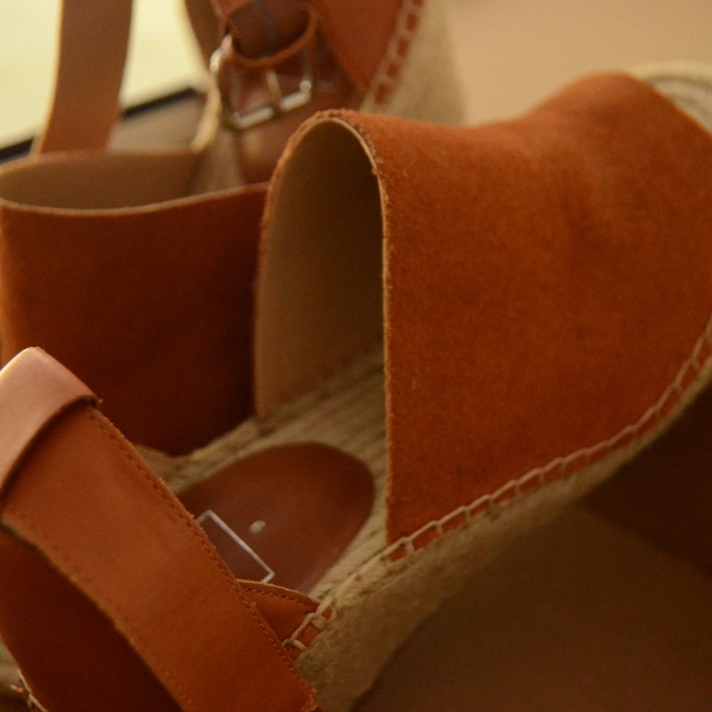 GAP Women's Cognac Suede Ankle Strap Espadrille 9